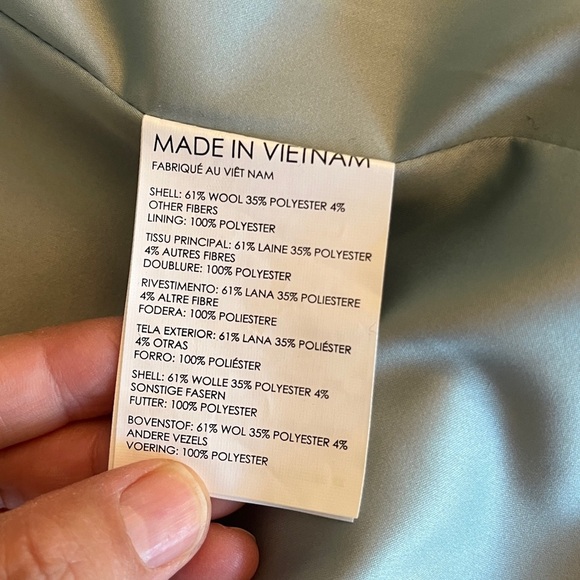 Club Monaco Relaxed Double-Breasted Wool Blend Coat Green Size L Oversize - Picture 6 of 13